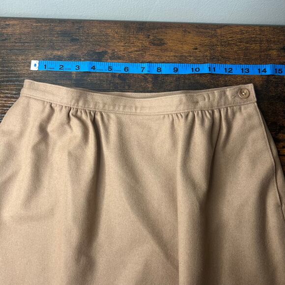 VTG Pendleton Wool Skirt Sz 12 Tan Academia Prep Old Money Ivy League Neutral - Picture 9 of 11